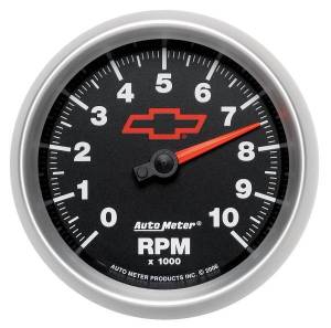 AutoMeter GAUGE TACHOMETER 3 3/8in. 10K RPM IN-DASH CHEVY RED BOWTIE BLACK - 3697-00406