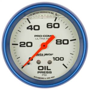 Autometer - AutoMeter GAUGE OIL PRESS 2 5/8in. 100PSI LIQUID FILLED MECH GLOW IN DARK ULTRA-NITE - 4221 - Image 1