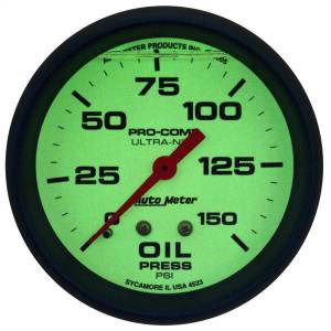 Autometer - AutoMeter GAUGE OIL PRESS 2 5/8in. 150PSI LIQUID FILLED MECH GLOW IN DARK ULTRA-NITE - 4223 - Image 2