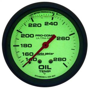 Autometer - AutoMeter GAUGE OIL TEMP 2 5/8in. 140-280deg.F LIQUID FILLED MECH GLOW IN DARK ULTRA - 4241 - Image 2