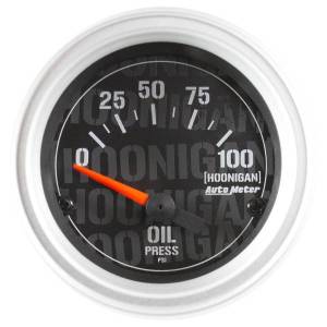 AutoMeter GAUGE OIL PRESSURE 2 1/16in. 100PSI ELECTRIC HOONIGAN - 4327-09000