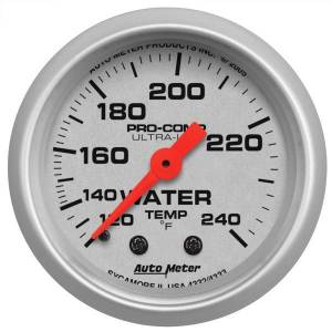 AutoMeter GAUGE WATER TEMP 2 1/16in. 120-240deg.F MECHANICAL 12FT. ULTRA-LITE - 4333