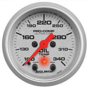 AutoMeter GAUGE OIL TEMP 2 1/16in. 340deg.F STEPPER MOTOR W/PEAK/WARN ULTRA-LITE - 4340