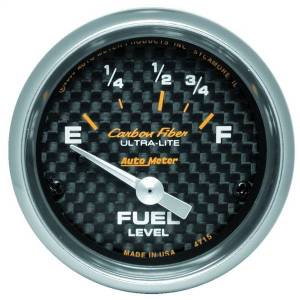 AutoMeter GAUGE FUEL LEVEL 2 1/16in. 73OE TO 10OF ELEC CARBON FIBER - 4715