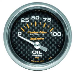 Autometer - AutoMeter GAUGE OIL PRESSURE 2 1/16in. 100PSI ELECTRIC CARBON FIBER - 4727 - Image 1