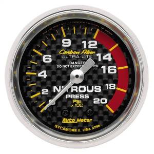 AutoMeter GAUGE NITROUS PRESSURE 2 1/16in. 1600PSI MECHANICAL CARBON FIBER - 4728