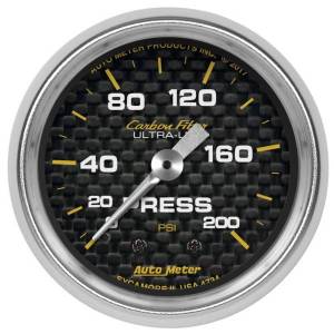 AutoMeter GAUGE PRESSURE 2 1/16in. 200PSI MECHANICAL CARBON FIBER - 4734