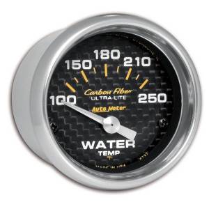 AutoMeter GAUGE WATER TEMP 2 1/16in. 100-250deg.F ELECTRIC CARBON FIBER - 4737