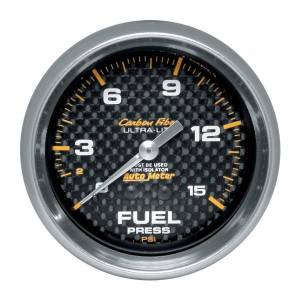 Autometer - AutoMeter GAUGE FUEL PRESSURE 2 5/8in. 15PSI MECH. INCL. ISOLATOR CARBON FIBER - 4813 - Image 1