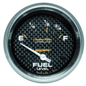 AutoMeter GAUGE FUEL LEVEL 2 5/8in. 73OE TO 10OF ELEC CARBON FIBER - 4815