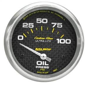 AutoMeter GAUGE OIL PRESSURE 2 5/8in. 100PSI ELECTRIC CARBON FIBER - 4827