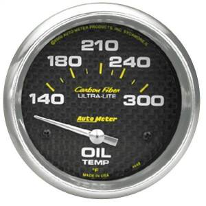 Autometer - AutoMeter GAUGE OIL TEMP 2 5/8in. 140-300deg.F ELECTRIC CARBON FIBER - 4848 - Image 1