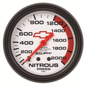 AutoMeter GAUGE NITROUS PRESSURE 2 5/8in. 2000PSI MECHANICAL CHEVY RED BOWTIE WHITE - 5828-00406