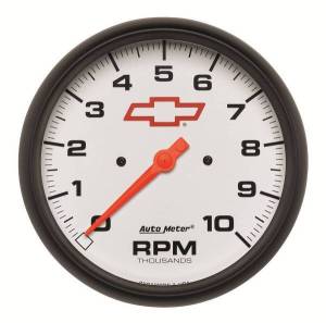 AutoMeter GAUGE TACHOMETER 5in. 10K RPM IN-DASH CHEVY RED BOWTIE WHITE - 5898-00406
