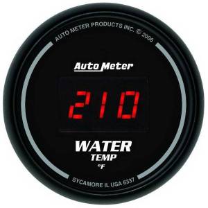 AutoMeter GAUGE WATER TEMP 2 1/16in. 340deg.F DIGITAL BLACK DIAL W/RED LED - 6337