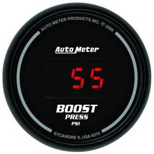 AutoMeter GAUGE BOOST 2 1/16in. 60PSI DIGITAL BLACK DIAL W/RED LED - 6370