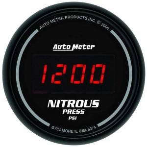 AutoMeter GAUGE NITROUS PRESSURE 2 1/16in. 1600PSI DIGITAL BLACK DIAL W/RED LED - 6374