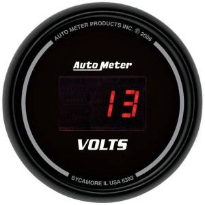 AutoMeter GAUGE VOLTMETER 2 1/16in. 18V DIGITAL BLACK DIAL W/RED LED - 6393