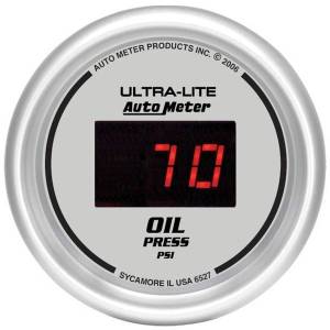 AutoMeter GAUGE OIL PRESSURE 2 1/16in. 100PSI DIGITAL SILVER DIAL W/RED LED - 6527