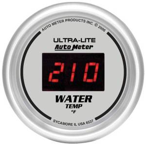 AutoMeter GAUGE WATER TEMP 2 1/16in. 340deg.F DIGITAL SILVER DIAL W/RED LED - 6537