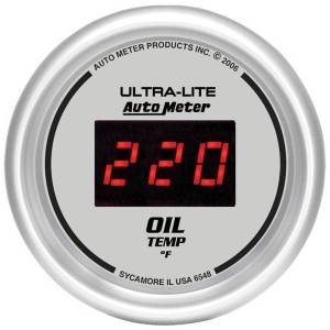 AutoMeter GAUGE OIL TEMP 2 1/16in. 340deg.F DIGITAL SILVER DIAL W/RED LED - 6548