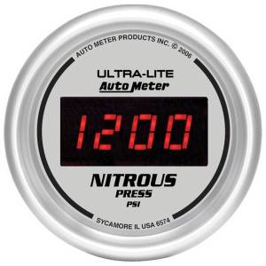 AutoMeter GAUGE NITROUS PRESSURE 2 1/16in. 1600PSI DIGITAL SILVER DIAL W/RED LED - 6574