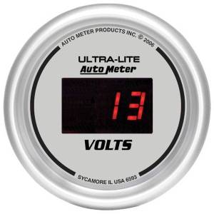 AutoMeter GAUGE VOLTMETER 2 1/16in. 18V DIGITAL SILVER DIAL W/RED LED - 6593