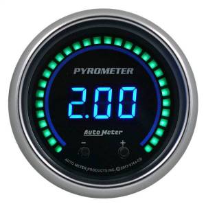 AutoMeter GAUGE PYROMETER 2 1/16in. TWO CHANNEL SELECTABLE COBALT ELITE DIGITAL - 6744-CB