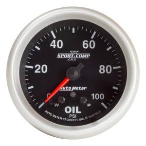 AutoMeter GAUGE OIL PRESS 2 5/8in. 100PSI STEPPER MOTOR W/PEAK/WARN SPORT-COMP II - 7653