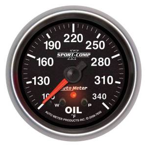 AutoMeter GAUGE OIL TEMP 2 5/8in. 340deg.F STEPPER MOTOR W/PEAK/WARN SPORT-COMP II - 7656