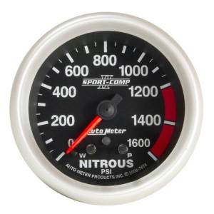 AutoMeter GAUGE NITROUS PRESS 2 5/8in. 1600PSI STEPPER MOTOR W/PK/WRN SPORT-COMP II - 7674