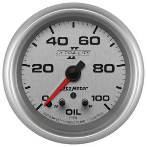 AutoMeter GAUGE OIL PRESS 2 5/8in. 100PSI STEPPER MOTOR W/PEAK/WARN ULTRA-LITE II - 7753