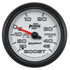 Autometer - AutoMeter GAUGE VAC/BOOST 2 5/8in. 30INHG-45PSI MECHANICAL PHANTOM II - 7808 - Image 1