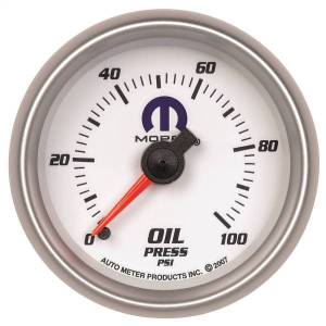 AutoMeter GAUGE OIL PRESSURE 2 1/16in. 100PSI MECHANICAL WHITE MOPAR - 880028
