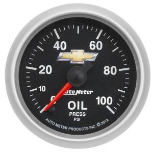 AutoMeter GAUGE OIL PRESS 2 1/16in. 100PSI DIGITAL STEPPER MOTOR CHEVY GOLD BOWTIE - 880447