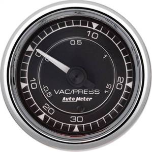 AutoMeter GAUGE VAC/BOOST 2 1/16in. 30INHG-30PSI MECHANICAL CHRONO CHROME - 9703