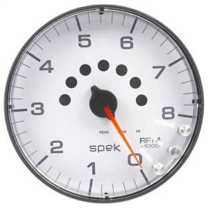 Autometer - AutoMeter GAUGE TACHOMETER 5in. 8K RPM W/SHIFT LIGHT/PEAK MEM WHITE/BLACK SPEK-PRO - P238128 - Image 1