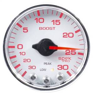 Autometer - AutoMeter GAUGE VAC/BOOST 2 1/16in. 30INHG-30PSI STEPPER MTR W/PK/WRN WHT/CHRME SPEK - P30211 - Image 4