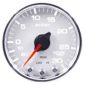 Autometer - AutoMeter GAUGE VAC/BOOST 2 1/16in. 30INHG-30PSI STEPPER MTR W/PK/WRN WHT/CHRME SPEK - P30211 - Image 5