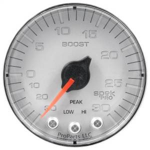 AutoMeter GAUGE VAC/BOOST 2 1/16in. 30INHG-30PSI STEPPER MTR W/PK/WRNSLVR/CHRME SPEK - P302218