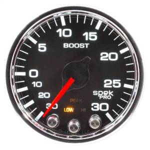 Autometer - AutoMeter GAUGE VAC/BOOST 2 1/16in. 30INHG-30PSI STEPPER MTR W/PK/WRN BLK/CHRME SPEK - P30231 - Image 3