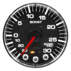 Autometer - AutoMeter GAUGE VAC/BOOST 2 1/16in. 30INHG-30PSI STEPPER MTR W/PK/WRN BLK/CHRME SPEK - P302318 - Image 3