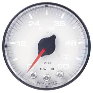 Autometer - AutoMeter GAUGE BOOST 2 1/16in. 60PSI STEPPER MOTOR W/PEAK/WARN WHT/BLK SPEK-PRO - P304128 - Image 3