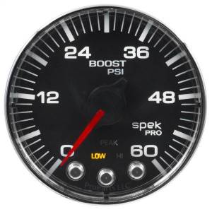 Autometer - AutoMeter GAUGE BOOST 2 1/16in. 60PSI STEPPER MOTOR W/PEAK/WARN BLK/CHRM SPEK-PRO - P304318 - Image 3