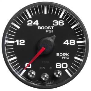 Autometer - AutoMeter GAUGE BOOST 2 1/16in. 60PSI STEPPER MOTOR W/PEAK/WARN BLK/BLACK SPEK-PRO - P304328 - Image 7