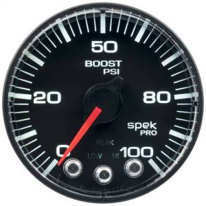 Autometer - AutoMeter GAUGE BOOST 2 1/16in. 100PSI STEPPER MOTOR W/PEAK/WARN BLK/BLK SPEK-PRO - P305328 - Image 3