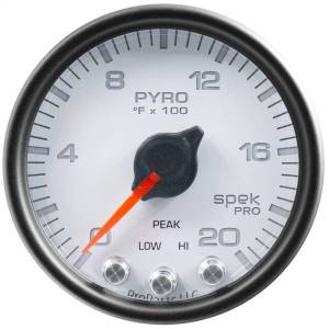 AutoMeter GAUGE PYRO. (EGT) 2 1/16in. 2000deg.F STEPPER MOTOR W/PEAK/WARN WHT/BLK SP - P31012