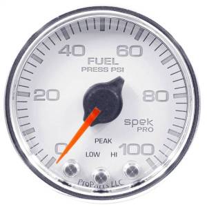 Autometer - AutoMeter GAUGE FUEL PRESS 2 1/16in. 100PSI STEPPER MOTOR W/PEAK/WARN WHT/CHRM SPEK - P31411 - Image 1