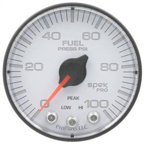 Autometer - AutoMeter GAUGE FUEL PRESS 2 1/16in. 100PSI STEPPER MOTOR W/PEAK/WARN WHT/BLK SPEK - P314128 - Image 1