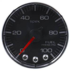 AutoMeter GAUGE FUEL PRESS 2 1/16in. 100PSI STEPPER MOTOR W/PEAK/WARN BLK/CHRM SPEK - P314318